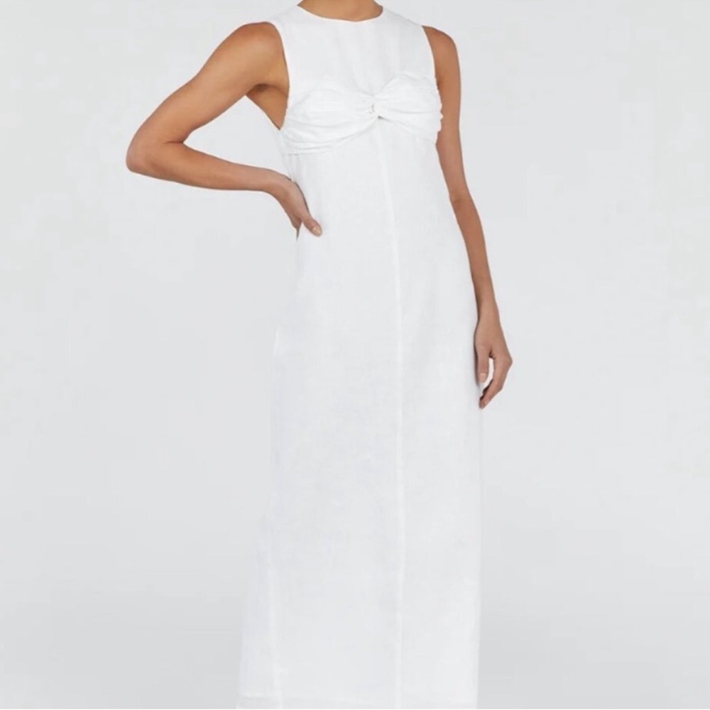 Sleeveless Linen White Maxi Dress